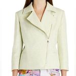 Ted Baker Pale Green Yellowish Cropped Boucle Biker Jacket Size 0 US Size 2 Photo 0