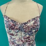 Reformation NWT Novema Top Size 12 Purple Floral Ruffled Tie Straps Sweetheart Photo 3