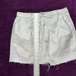 Forever 21  Silver Metallic Coated Cutoff Denim Jean Skirt Size Large Photo 2