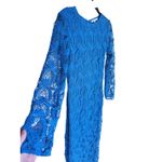 Maje  Fairy Sheer Lace Sheath Maxi Dress Medium Teal Occasion Event Boho Coastal Photo 6