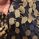 Chico’s Travelers Navy & Gold Embroidered Jacket | Size 1 Blue Size L Photo 1