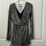 Gianni Bini NWT‎  Bell Sleeve Silver Pleated Elastic Waist Romper SZ Medium Photo 1