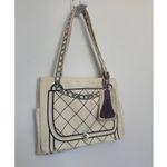 Vintage Borders Books Illustrated cream Canvas Tote Bag Purse Print 100% Cotton Black Photo 1