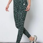 Cream Yoga Nancy Ribbed Green Cheetah Leggings Size M Photo 1