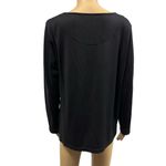 Mario Serrani Italy Black Long Sleeve Soft Knit Top Rounded Neckline Medium Photo 2
