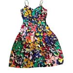 J. Crew Multicolored Brushstroke Silk Floral Abstract Sleeveless Dress Sz 2 Black Photo 0