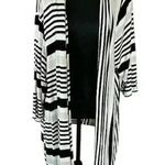 Catherine's Lightweight Open Front Striped Cardigan, size 3X Black Photo 0