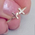 Eye Candy Silver Sterling 925 Gold Plated Minimalist Ring with Zirconia Photo 3