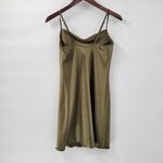 Bebe  Mini Dress Women S Green Satin Cowl Neck Cami Adjustable Spaghetti Strap Photo 2