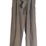 Madewell  Women’s Sz 8 Green Linen Blend High Rise Trendy Pleated Tie Waist Pants Photo 0