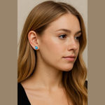 Women's Unbranded Blue & Black Iridescent Stud Earrings One Size Photo 0