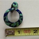 Vintage Acrylic Hoop Women’s Earrings with Blend of Green Dangle Round Sz 1.5” Blue Photo 5