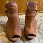 Michael Kors Blush Pink Suede Leather Peep Toe High Heels - Size 8.5 Photo 5