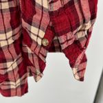 KAVU  plaid rayon popover top red cream lightweight long sleeve casual XL Photo 5