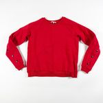 Rebecca Minkoff  Sarah Stud Cotton Fleece Crew Neck Snap Button Sleeve Sweater S Photo 0