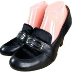 Sofft Misty Black Leather Horse Hair Stacked Chunky Heel Women’s Size 10 Photo 0