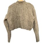 The Limited  Vintage Women’s M Oatmeal Tan Marled Wool Hand Knit Cropped Sweater Photo 2