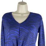 David Lerner  Tiffany V Neck Knotted Top Animal Print Blue Size XS Photo 4