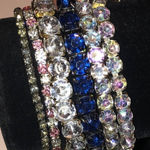 Elegant Multi Color Rhinestone Stretchy Boho Bracelet Set Blue Photo 0