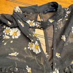 American Eagle Outfitters Black Daisy Print Ruffle Bell Sleeve Mock Neck Top M Photo 2