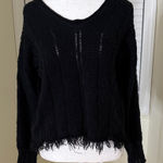 Very J Women's Black Frayed Sweater Photo 0