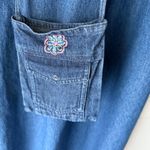 Agapo Vintage 90s Denim Maxi Dress Floral Embroidered Cottage Artsy Size L Blue Size L Photo 3