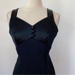 Vintage 80’s Solid Black Satin Button Accent Cocktail Dress Size 4 Photo 3