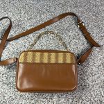 Michael Kors Parker Medium Woven Straw Crossbody Bag Natural Brown Photo 7