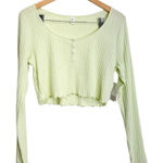 BP Top Y2K Cropped Boat Neck Light Green Size Large Buttoned NWT Photo 0