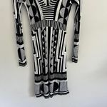 Custo Barcelona BLACK AND WHITE  ABSTRACT DESIGN‎ LONG SLEEVE SHEER MIDI DRESS Photo 3