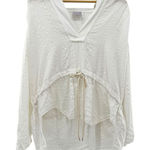 Out From Under Peyton Linen Popover Top White Size XS Oversized Hooded Lounge‎ Photo 0