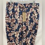 Scotch & Soda Blue Gingham and Burgundy Floral Printed Wide Leg Trousers Size XL Photo 2
