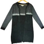 Misook ‎ Women’s Open Tri Color Gray Casual Front Pocket Cardigan Medium Photo 0