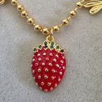 Boutique Gold Filled Chain Necklace with Strawberry Heart Dragonfly Charms Photo 3
