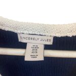 Sincerely Jules Navy and White Button Down Sweater Vest medium Blue Photo 2