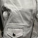 ALLSAINTS  Women's Cole Biker Leather Jacket Sky Blue Size 2 Asymmetric Zip Photo 3