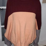 Free People Free‎ People Womens Peach Combo Oversized Colorblock Sweater Small Photo 0