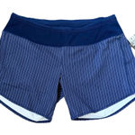 Oiselle  Long Toolbelt‎ 6” Roga Shorts - Size 10 - Grounded Pinstripe - NWT Photo 0