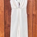 BCBGeneration  White Ribbed V-Neck Jumpsuit Photo 0