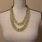 Vintage Yellow / Green Plastic Beaded Costume Necklace Double Strand Photo 0