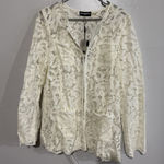 Karl Lagerfeld Paris White Lace Women's long dress coat SZ 10 open front pocket Photo 0