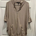 White House | Black Market Beige Tan Cowl Neck Zip-Up Sweater Poncho Size Medium Photo 0