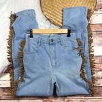 Vintage 1980s faux Leather Fringe High Rise Jeans‎ Size 24 Photo 0
