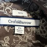 Croft & Barrow Linen Cotton Jacket Brown Print Blazer Womens Petite Small Photo 6
