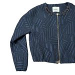 Beatrice B Cropped Navy Blue Bomber Jacket Women's Small Photo 1