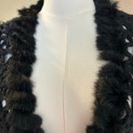 Josephine Chaus Vtg Black Crochet Open Knit Sleeveless Vest SZ M Rabbit Fur 80's Photo 1