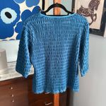 Women's TRIBAL Jewel Tone Blue Textured 3/4 Sleeve Pleated Stretch Top size L Size L Photo 3