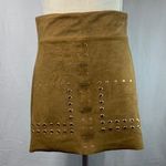 ZARA  Faux Suede Crystal Embellished Brown Mini Skirt Size Small Photo 0