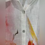 Soft Surroundings Isla Grande 100% Cotton Multicolor Watercolor Button Front Top Photo 9