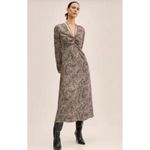 Mango Women's Size 6 Animal Print Long Sleeve Maxi Dress Cheetah Leopard Print Photo 3